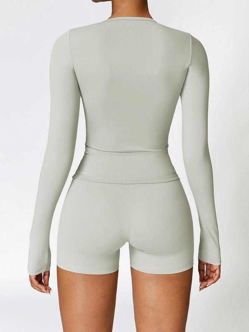 Women'S Solid Tee & High Waist Skinny Shorts Sports Clothing Set Outfits for Yoga Gym Workout Running, Ladies Sportswear for All Seasons, Sports Activewear Set